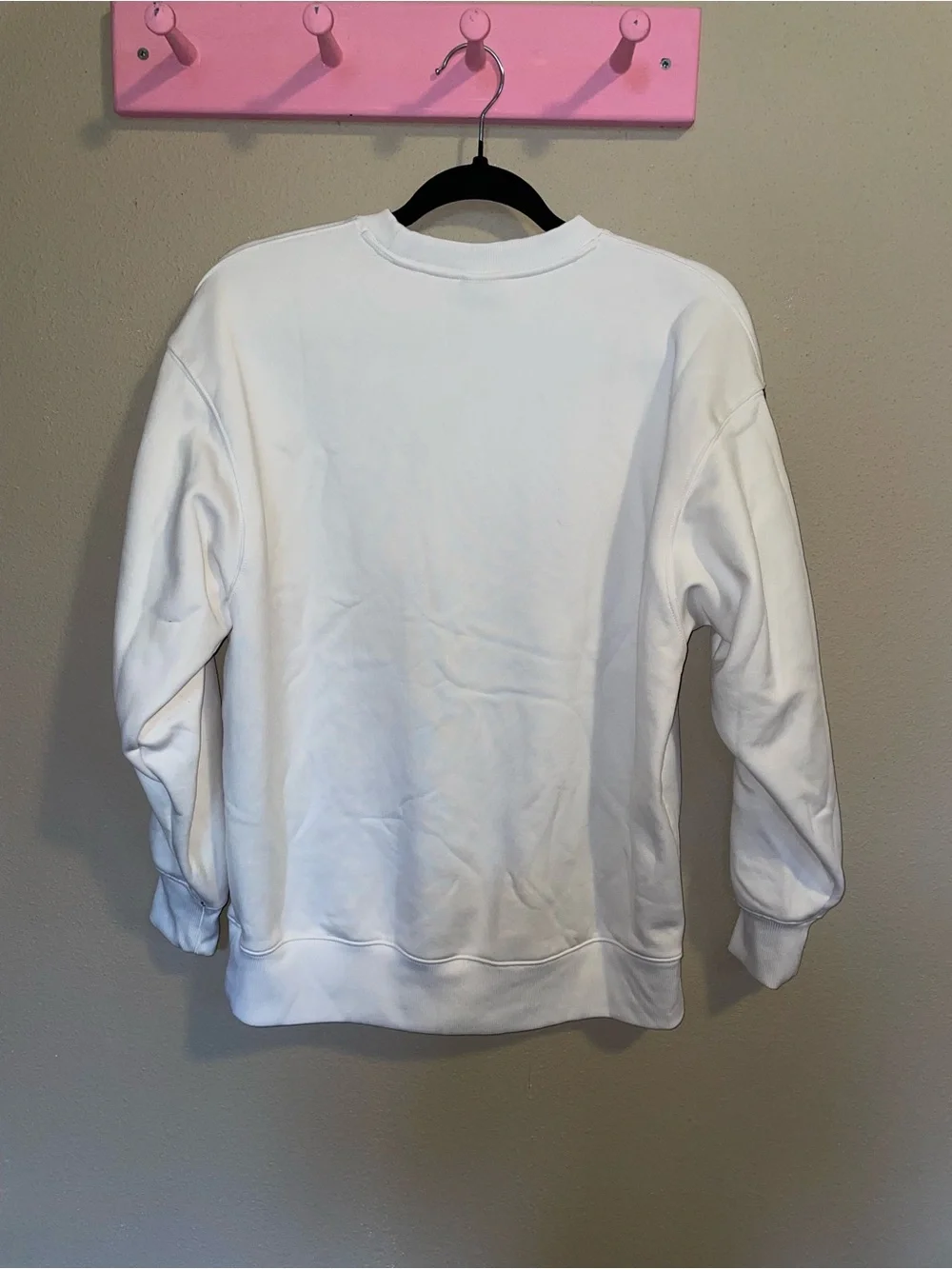 Nike White Crewneck Sweatshirt with Black Swoosh and Sleeve Tape